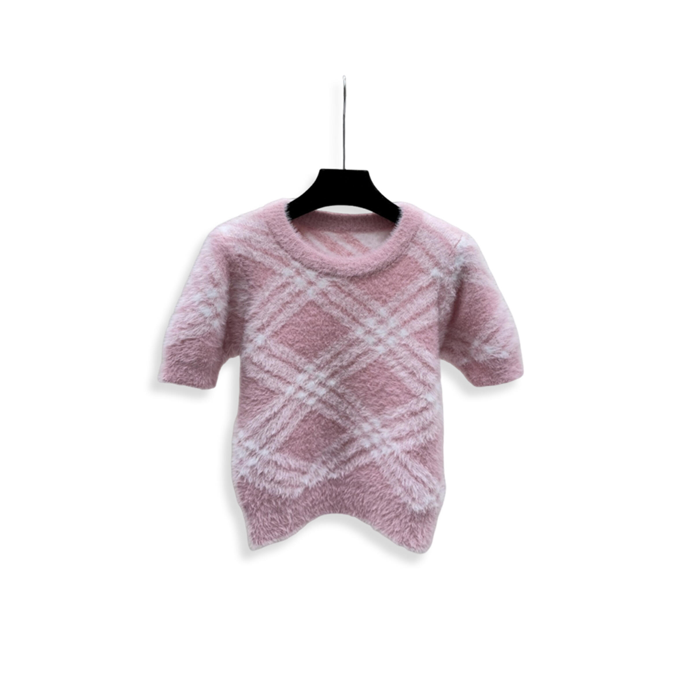 bv*b*rry D1am0nd-patterned round neck knit short-sleeved top